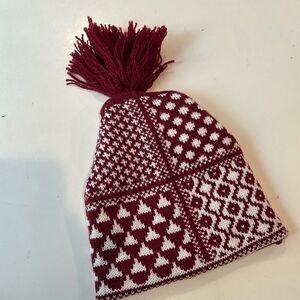 Rainbow woolly, Designs, Falkland Islands, red and white beanie unisex